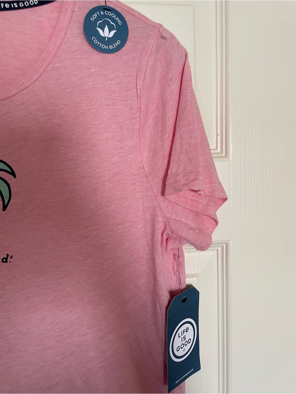 🏝️ Life Is Good Pink Palm Tree Sleep Tee 🏝️ - Picture 3 of 8